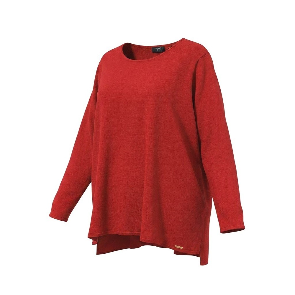 Tahari Woman Sweater Womens 2X Red Pullover Knit High Low Hem Long Sleeve